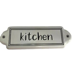 Vintage-Style White Enamel "Kitchen" Wall Sign By Nicoles Home Accents 6" x 16"